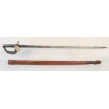 A British King Edward VII Cavalry Officers sword with brown leather scabbard
