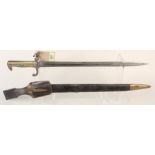 A German model 1871 bayonet with brass mounted leather scabbard and frog