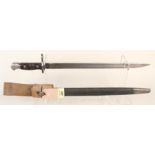 A British model 1913 (by Remington) bayonet with scabbard and webbing frog