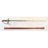 A British 1854 patt Irish Foot Guards officers sword and leather scabbard,