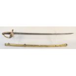 A Victorian British 1845 patt Infantry Officers sword with brass scabbard
