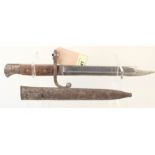 A Belgium model 1889 Infantry bayonet with scabbard (as found)