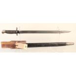 A British model 1907 (by Sanderson) bayonet with scabbard and leather frog