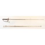 A British 1854 patt 'Foot Guards' Infantry Officers 'picquet' sword and scabbard,