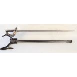A British 1897 model Infantry Officers sword with leather scabbard and sword frog,