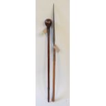A 'Zulu' Iklwa (stabbing spear) with a knobkerry