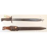 A German Ersatz model 1898/05 sawback 'butcher' bayonet with scabbard and leather frog