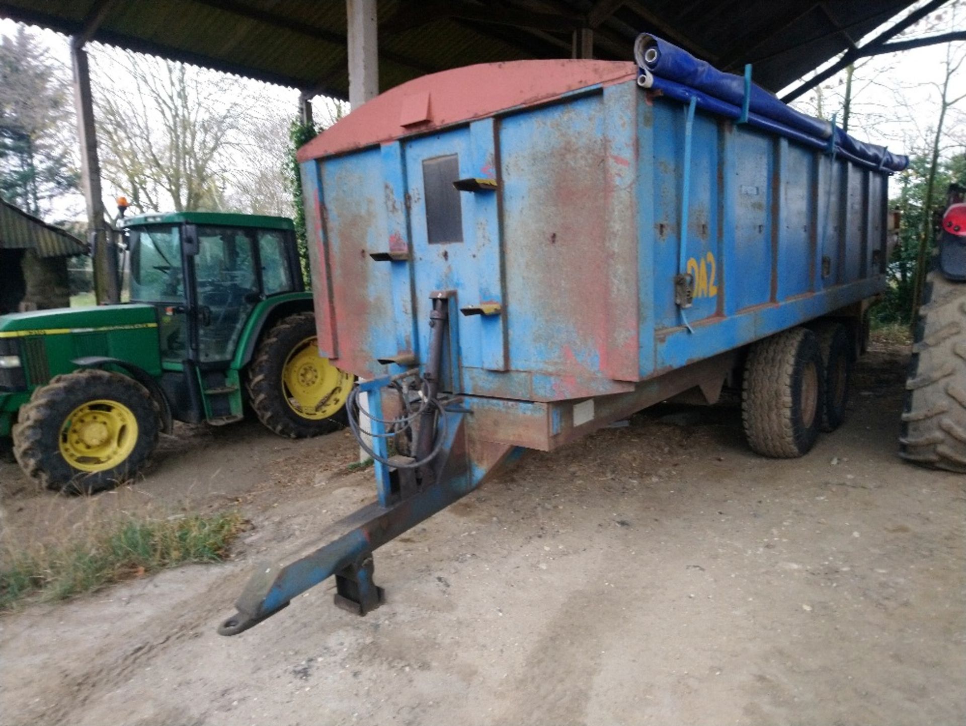 Meadow Farm Services Tandem Axle Hydraulic Tipping Trailer SN68761 c/w rollover sheet and grain