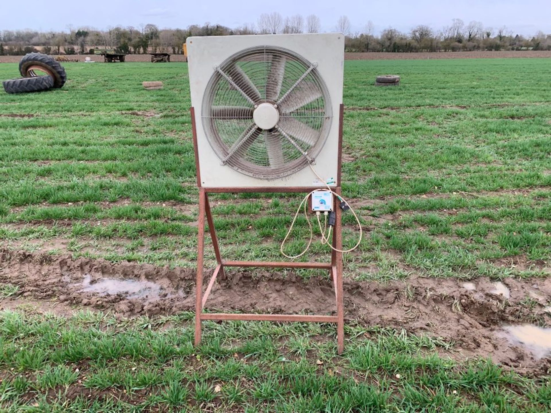 Electric fan on stand