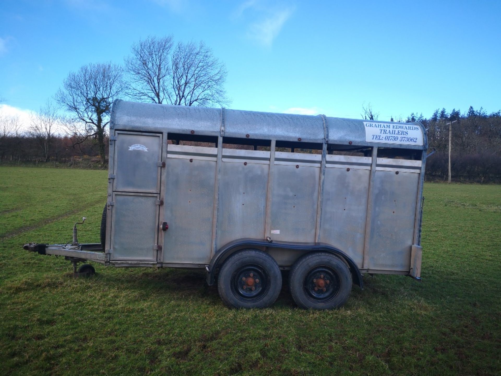 Graham Edwards Livestock trailer, twin axle with dividing gate.