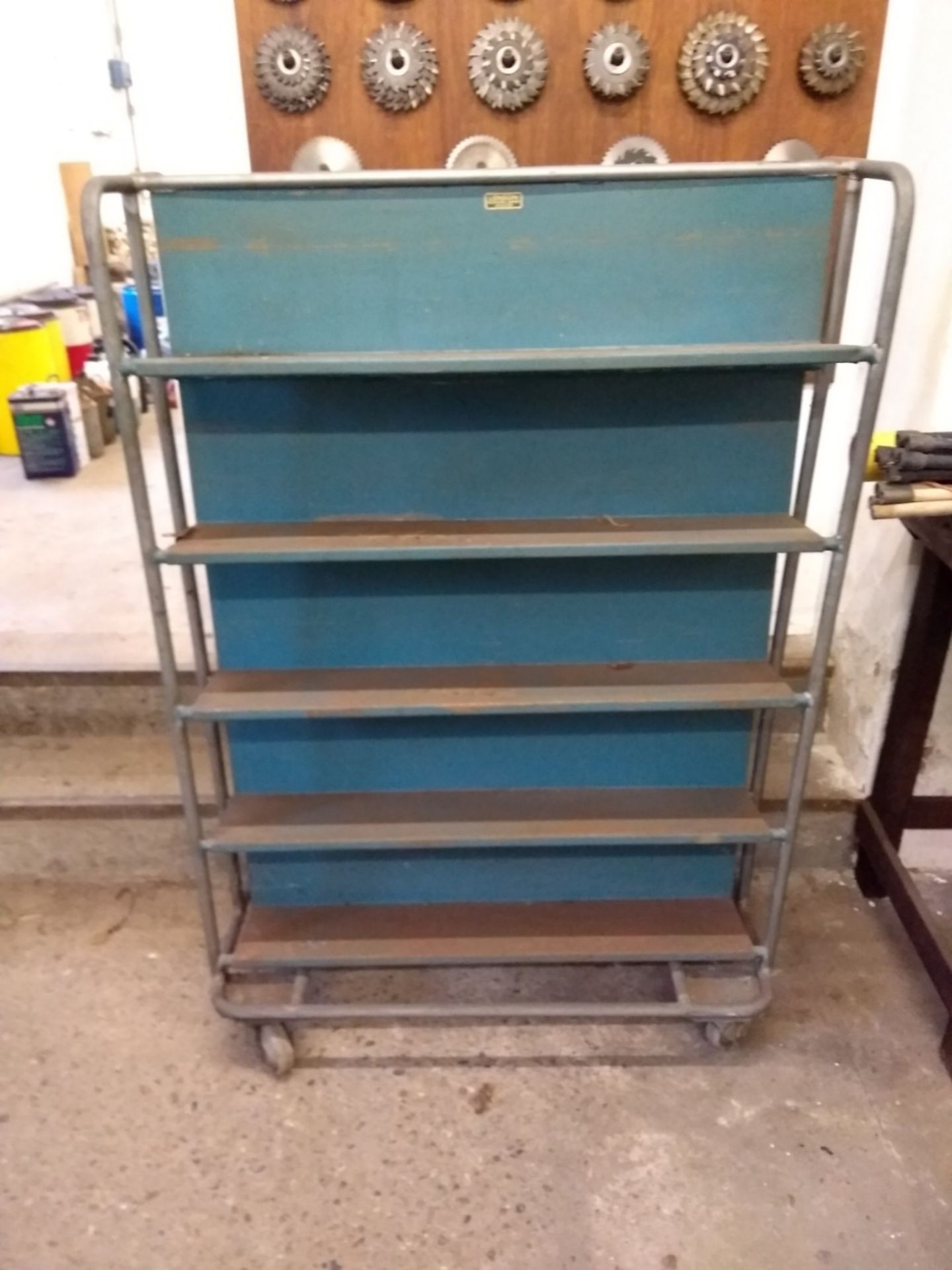 Double Metal shelving unit on wheeled trolley