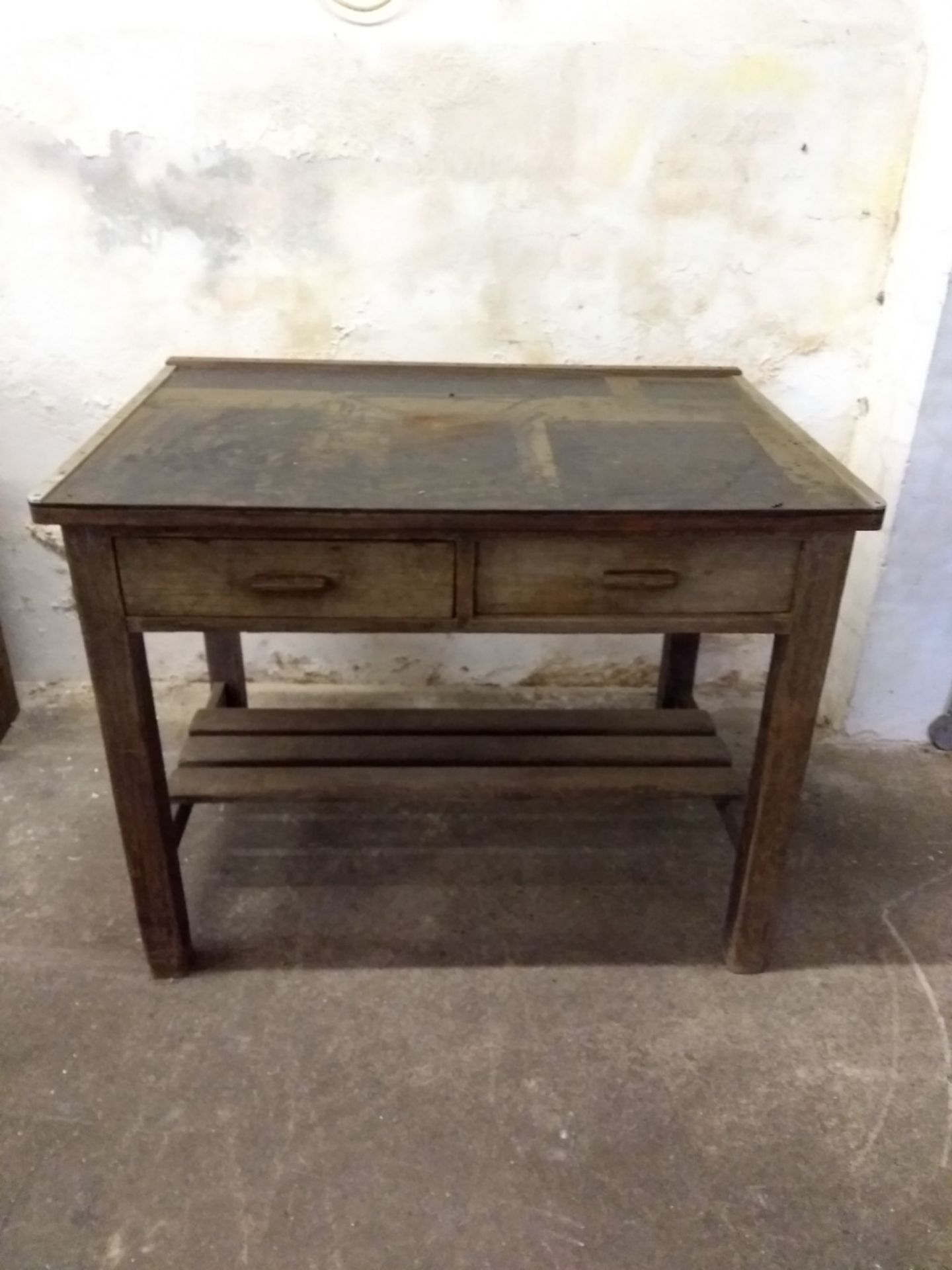 Wooden bench with 2 x drawers and bottom shelf