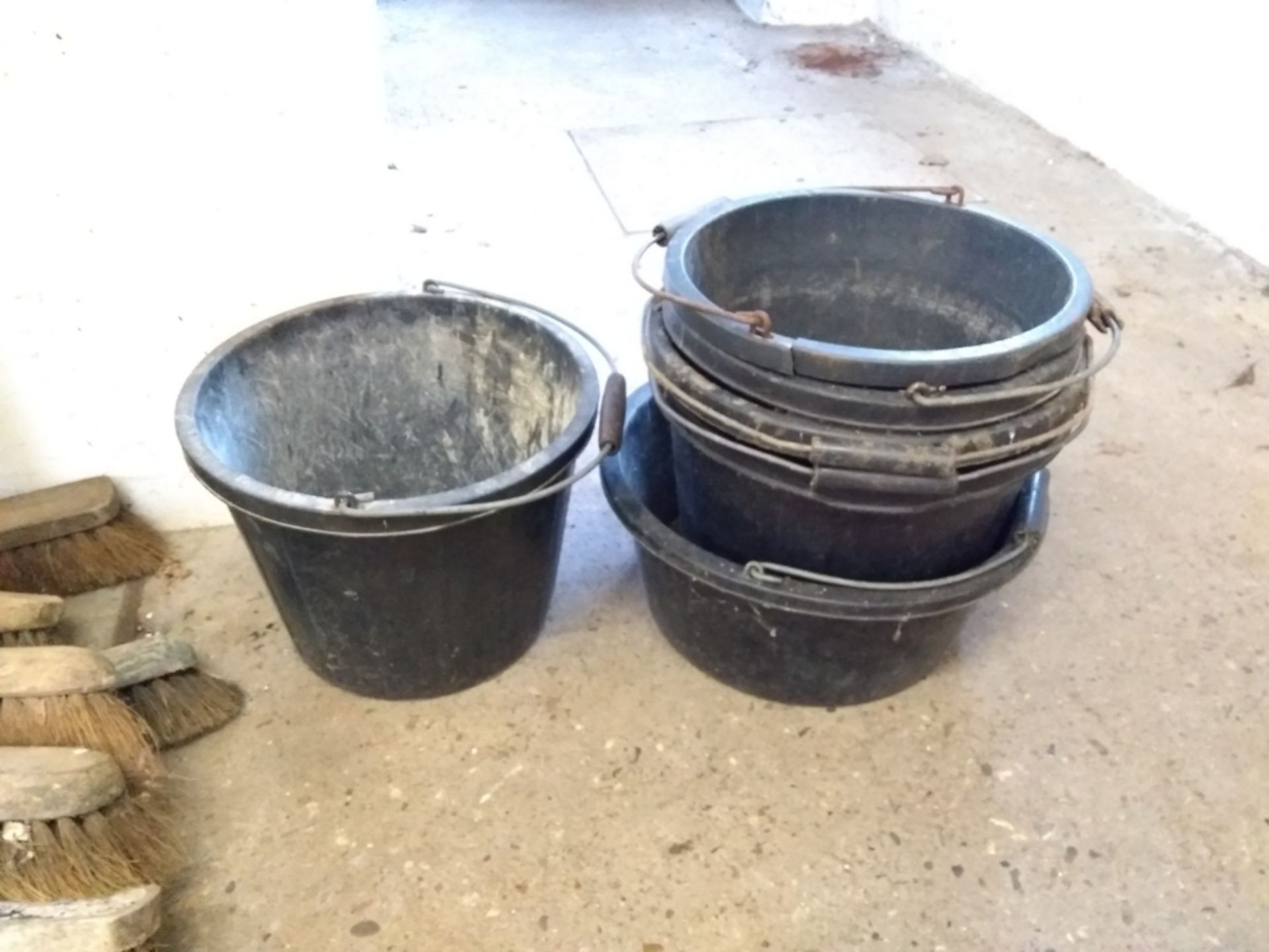6 x plastic buckets and 2 x metal buckets