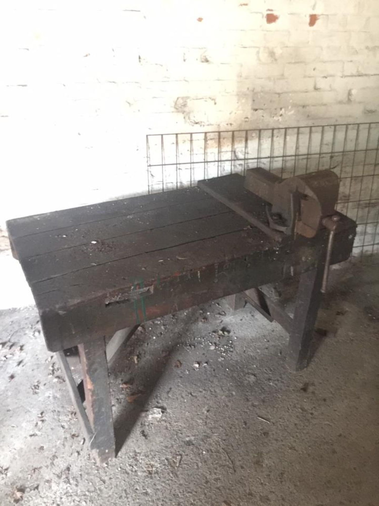 Wooden Bench with Metal Vice