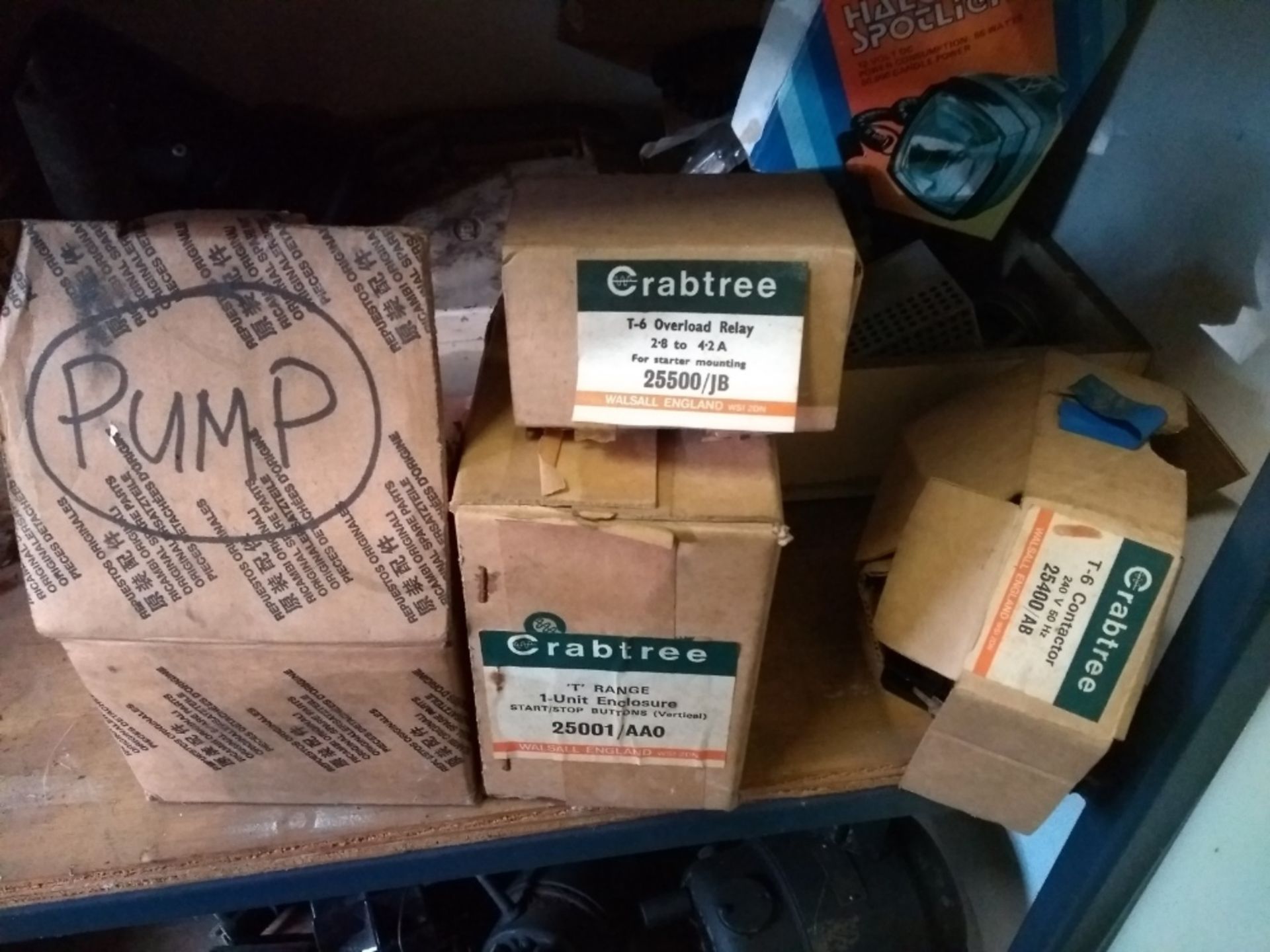 Box of switches, boxes of various Crabtree components including.