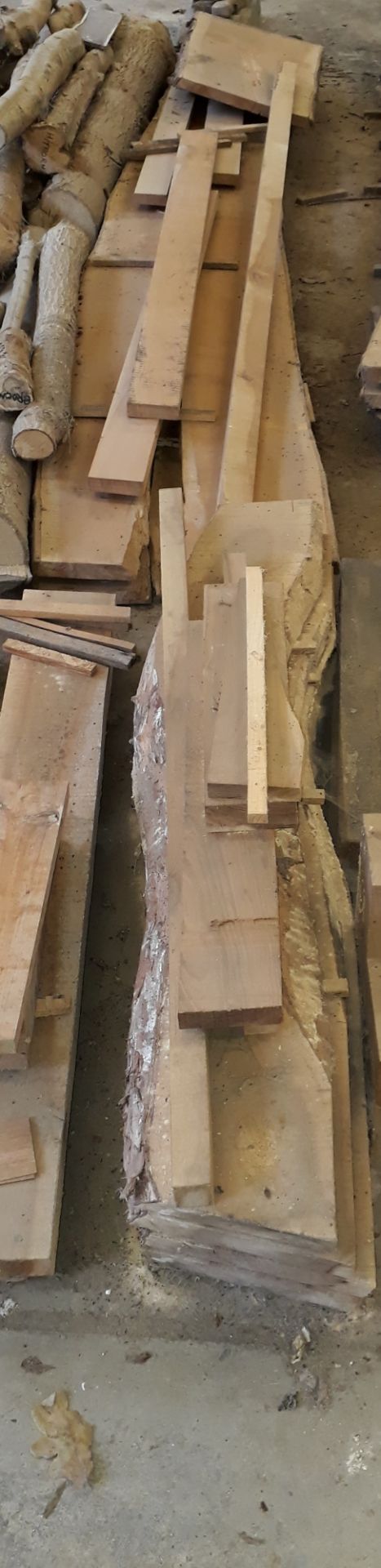 3 small heaps of sawn timber, Cherry and other,