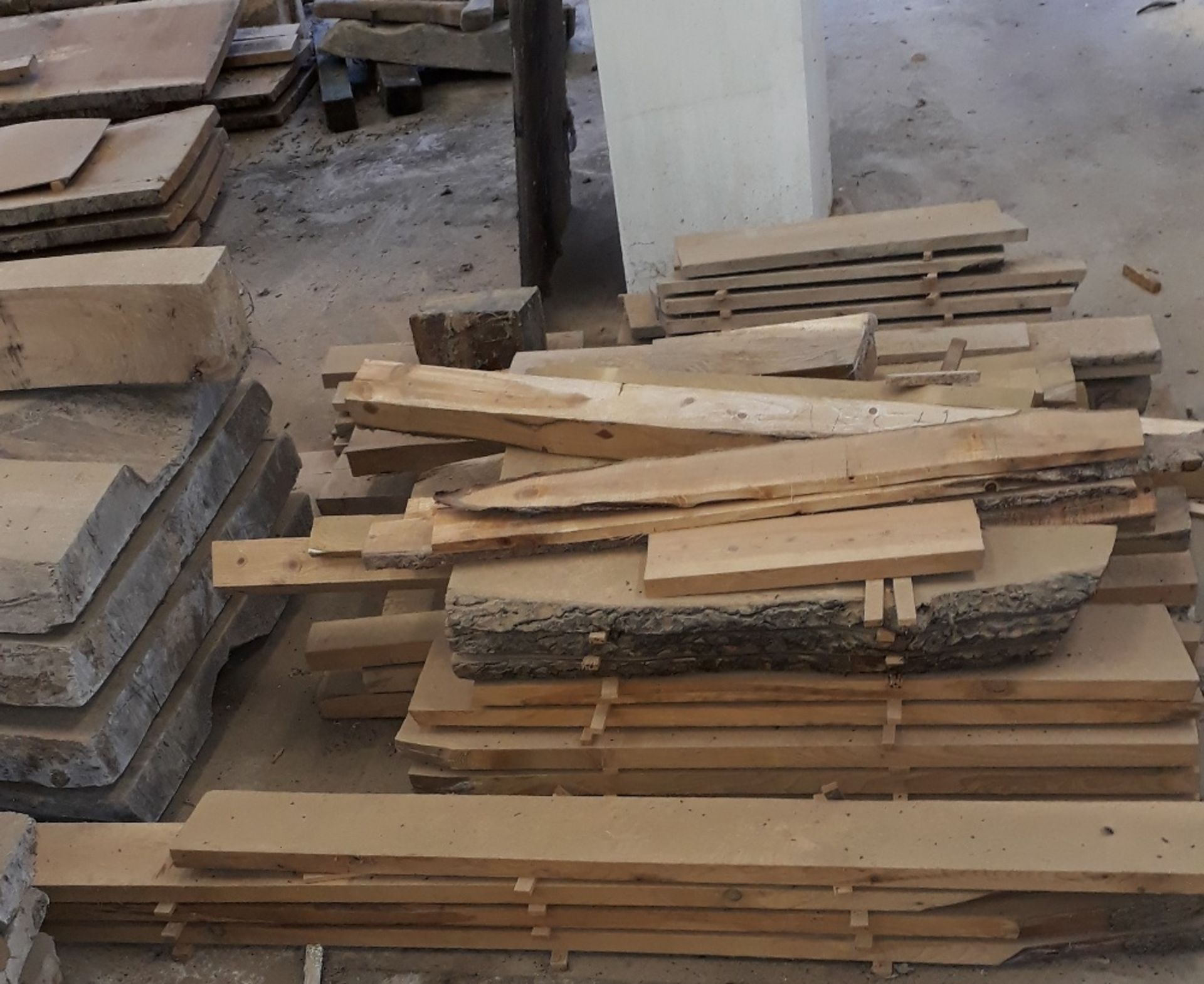 7 small heaps of rough cut wood, assorted lengths including Cherry, Elm, Hazel, Suma, Lilac,