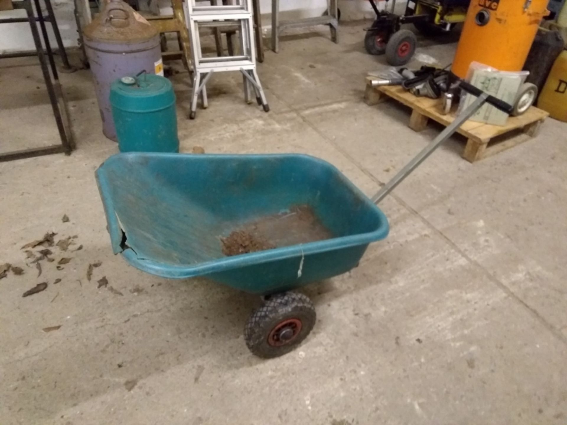 Plastic Wheel Barrow with single metal handle