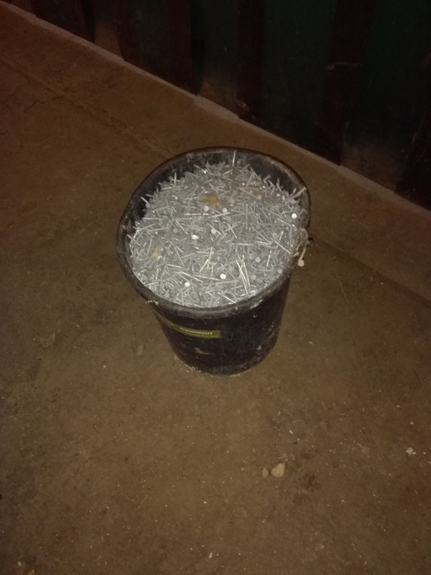 Gallon bucket of 1 inch galvanised nails