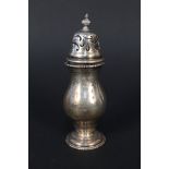 A silver sugar castor on flared base with bead detail (dented) by William Aitken Birmingham 1905