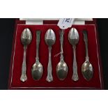 A cased set of six silver teaspoons