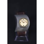 A lady's stainless steel 1970's Pierre Cardin wristwatch by Jaeger on leather strap