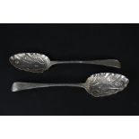 A pair of Georgian silver berry spoons,