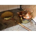 A Victorian brass jam pan,