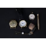 A mixed lot including a lady's 9ct gold watch,