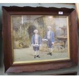 A watercolour of two boys in theatre costume by Bayland 1907 (signed),