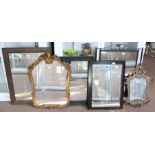 Six various wall mirrors