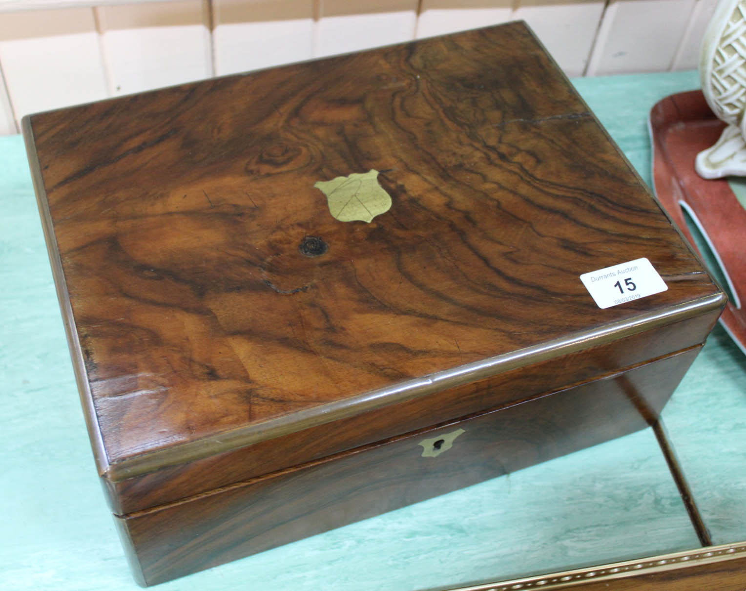 A Victorian mahogany brass bound writing slope - Image 2 of 2