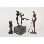 Three contemporary stylised bronzes