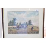 Joe Crowfoot watercolour of a horse harvesting,