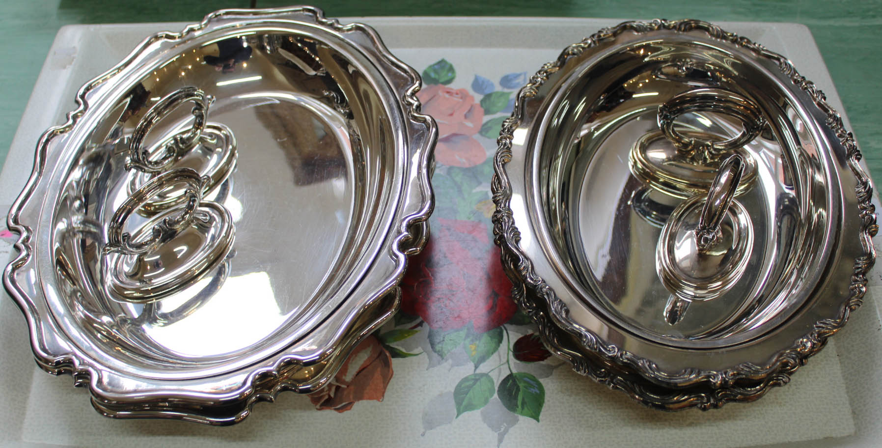 Four silver plated entree dishes