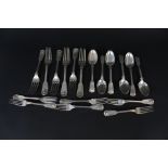 Twelve silver shell pattern silver forks (side and dinner),