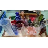 Various Art and coloured glass including cranberry,
