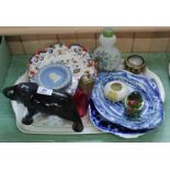 Victorian blue and white plus other china and glass