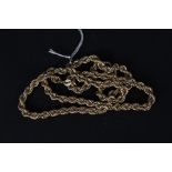 A 9ct gold rope chain necklace