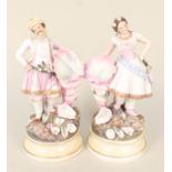 A pair of 19th Century Brianchon Paris porcelain figurines (one head repair),