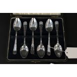 A cased set of six silver teaspoons