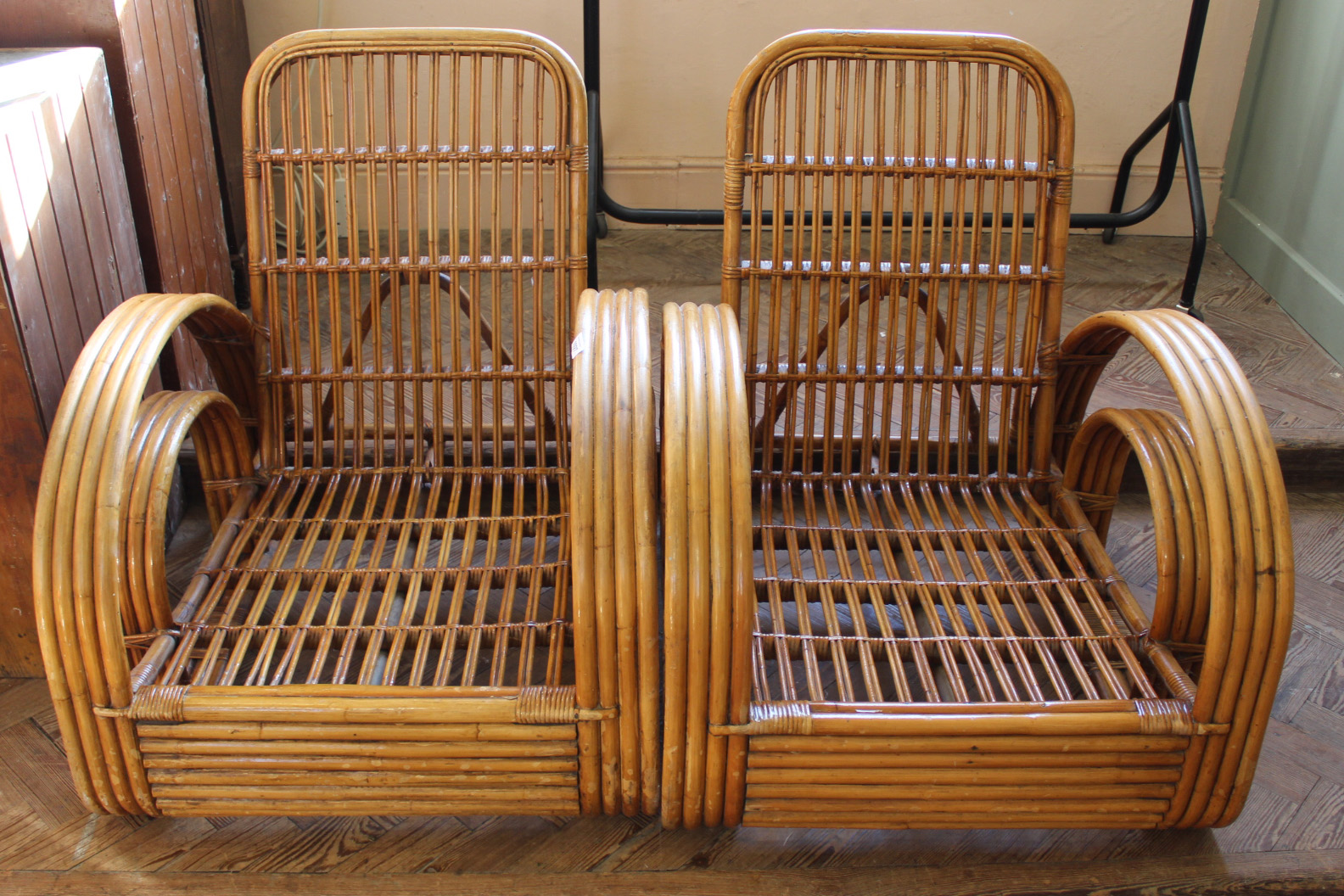 Two vintage bamboo conservatory chairs