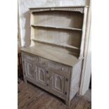 A painted and limed oak dresser