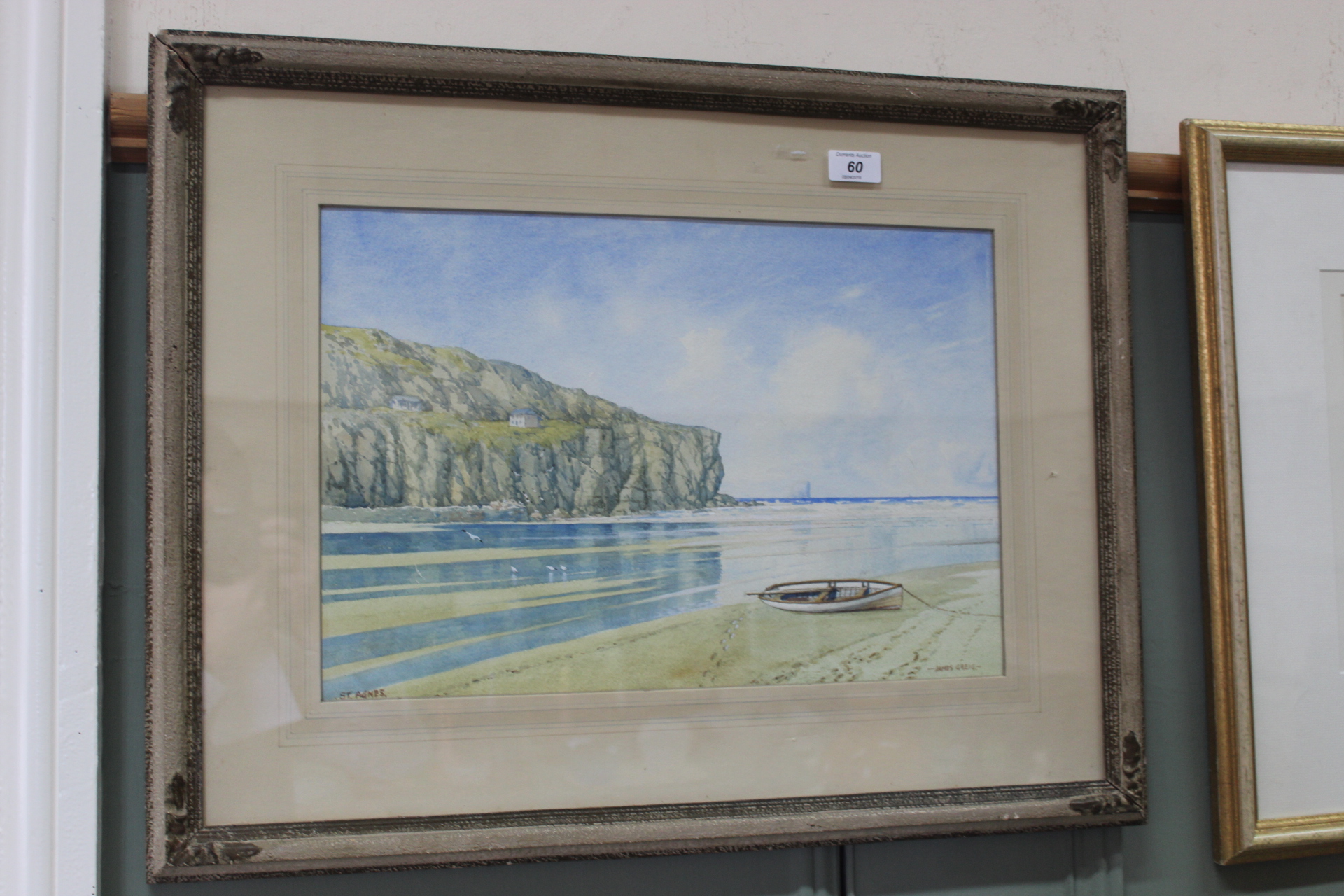 James Greig watercolour, St Agnes sea view,