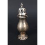 A silver sugar castor on flared base with bead detail (dented) by William Aitken Birmingham 1905