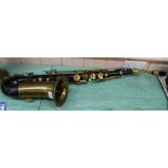 A brass and black finish tenor saxophone marked O Borgani,