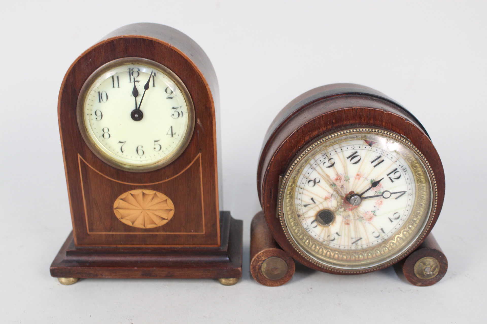 Edwardian inlaid plus one other mantel clock