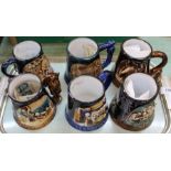 Six various Gt Yarmouth pottery tankards