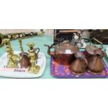 Two copper kettles,