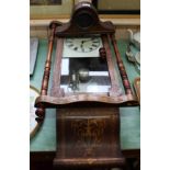 An Edwardian inlaid mahogany wall clock plus a small mantel clock (as found)